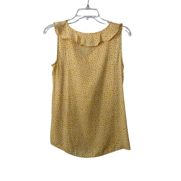 Lauren Conrad Floral Ruffle Tank Top Sleeveless Yellow V Neck Size XS - Picture 2 of 9